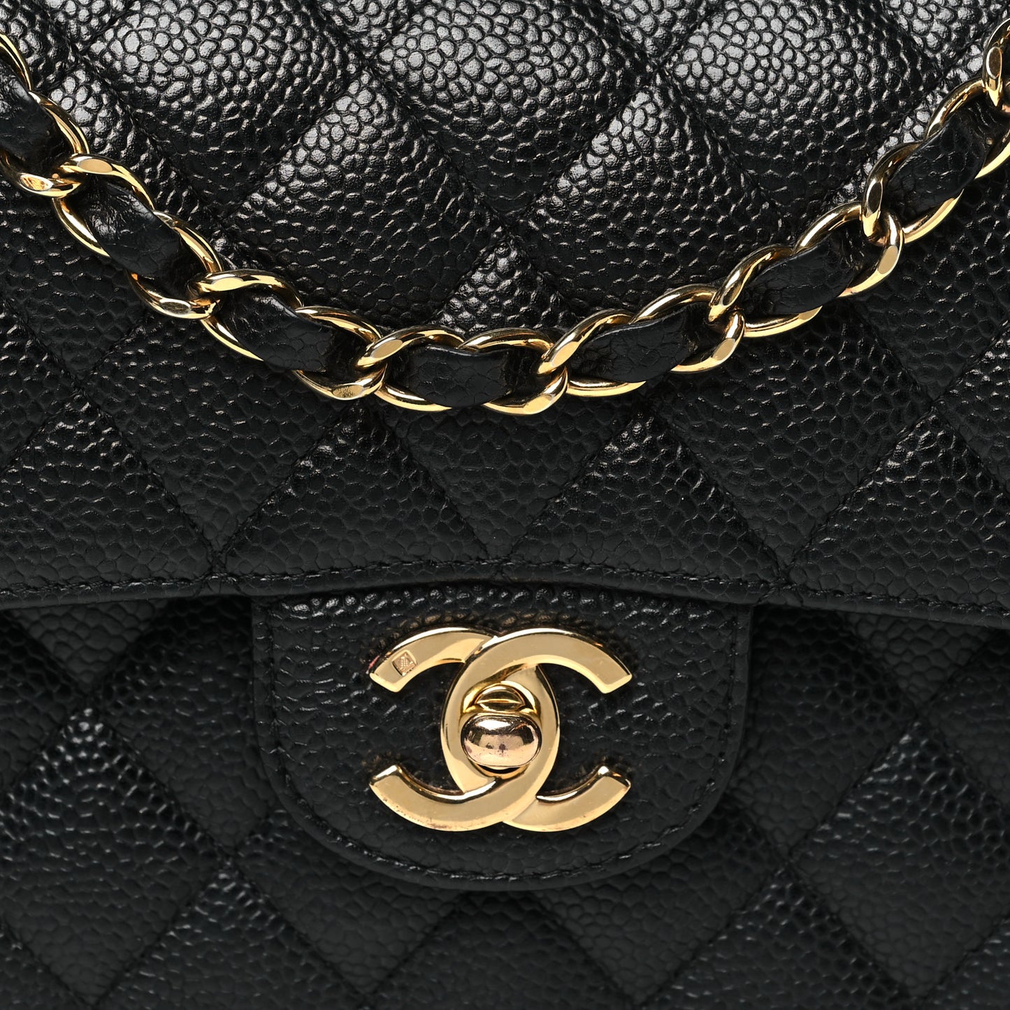 Caviar Quilted Small Double Flap Black