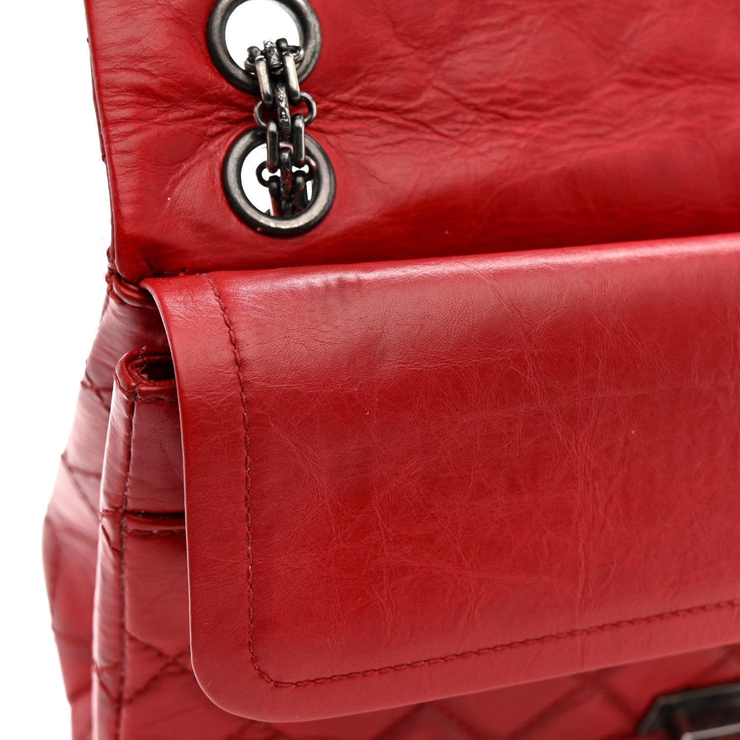 Chanel Aged Calfskin Quilted 2.55 Reissue 226 Flap Red 12 of 14