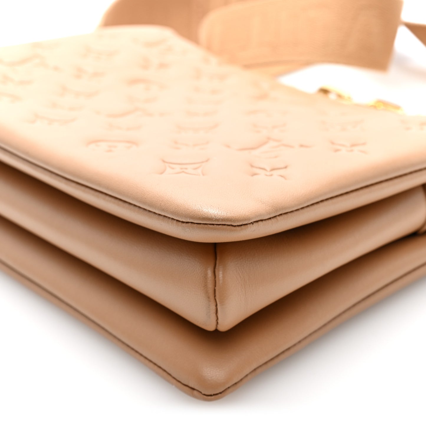 Lambskin Embossed Monogram Coussin PM Camel