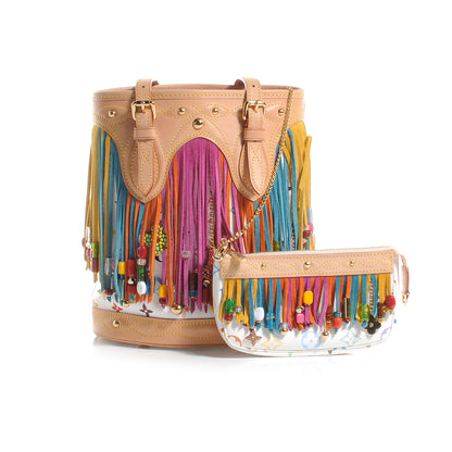 Louis Vuitton Monogram Multicolor Fringe Bucket White 5 of 8