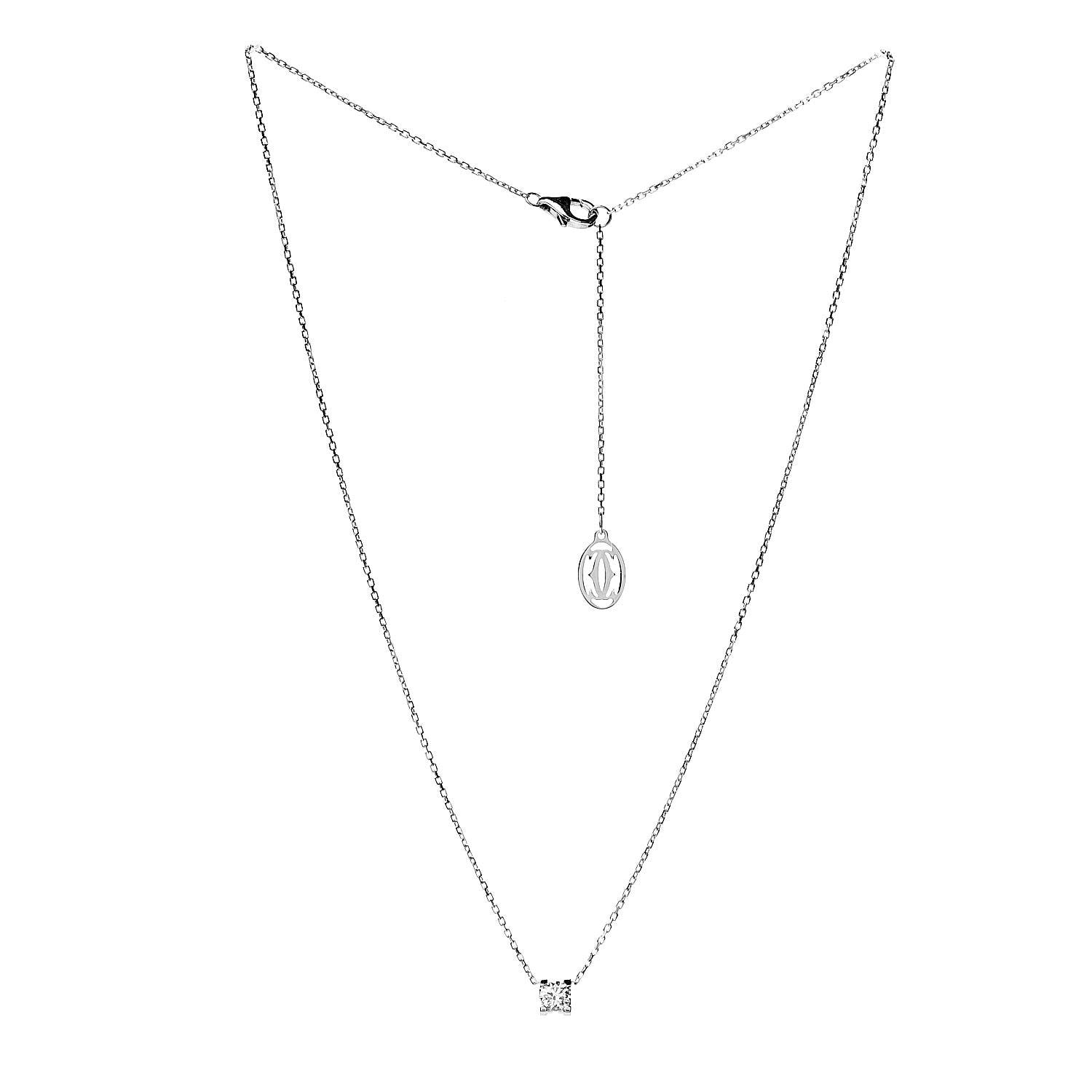 Cartier 18K White Gold Diamond .30ct 1895 Pendant Necklace 3 of 6