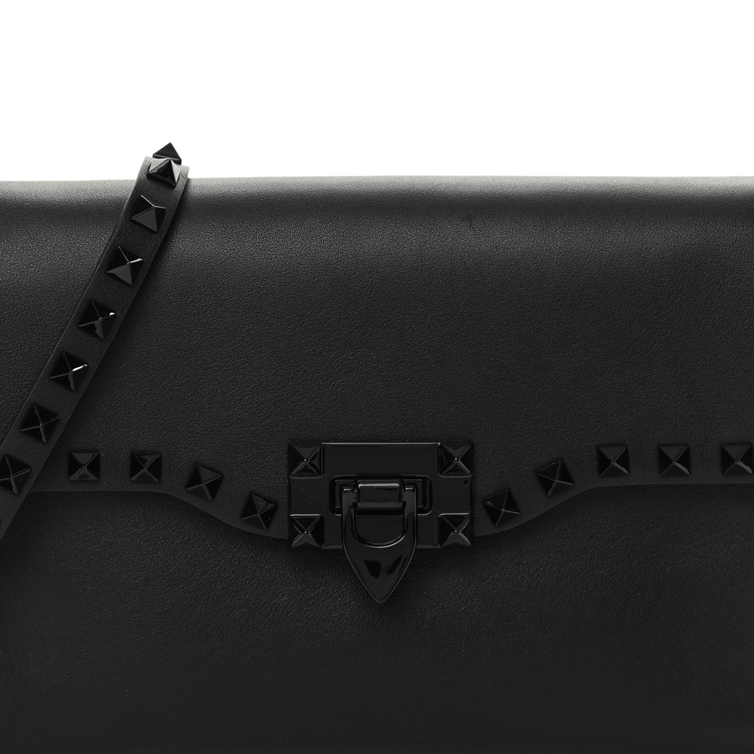 Valentino Garavani Vitello Monochrome Medium Rockstud Flip Lock Crossbody Bag Black 7 of 14