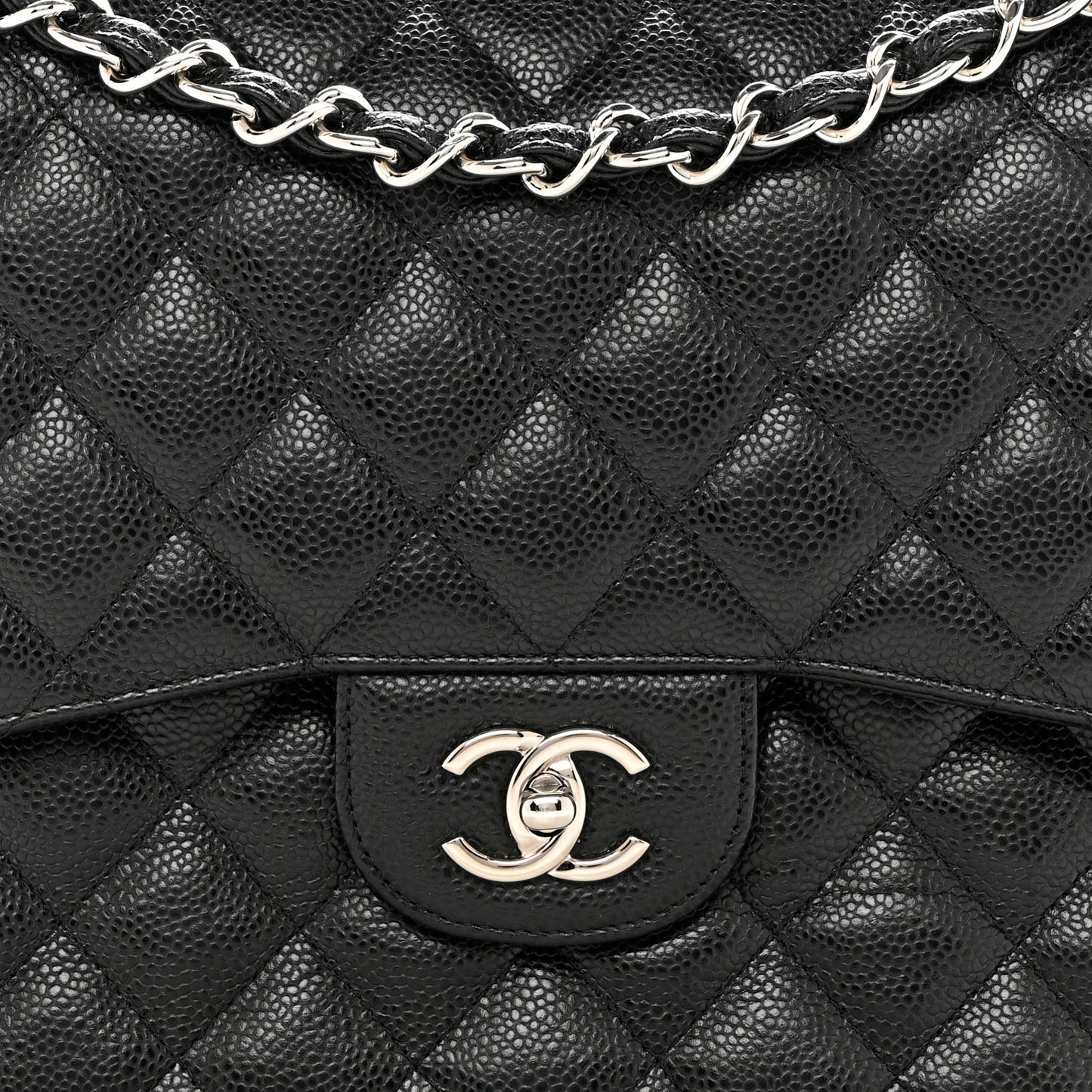 Caviar Quilted Jumbo Double Flap Black