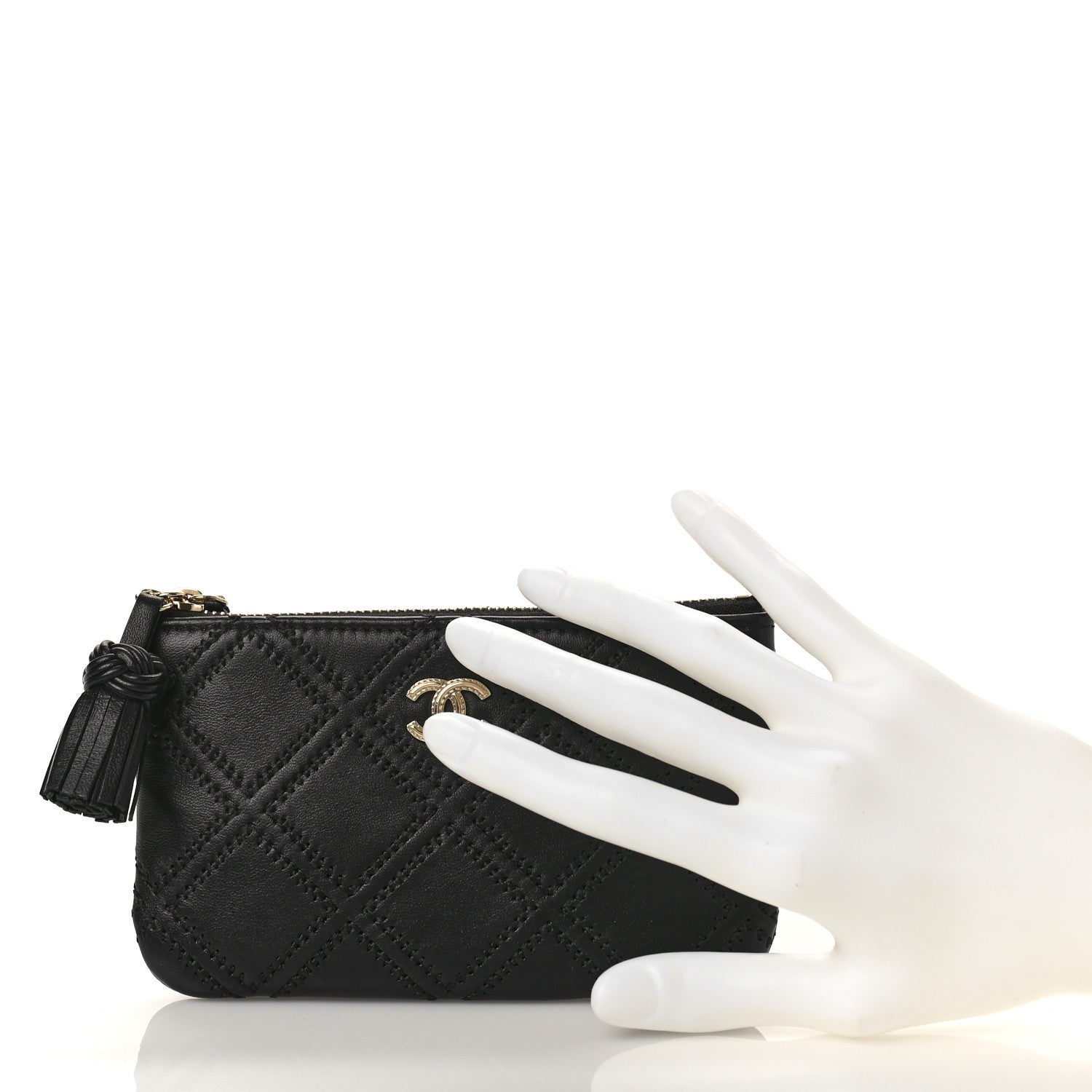 Chanel Lambskin Stitched Small Cosmetic Case Black 2 of 9