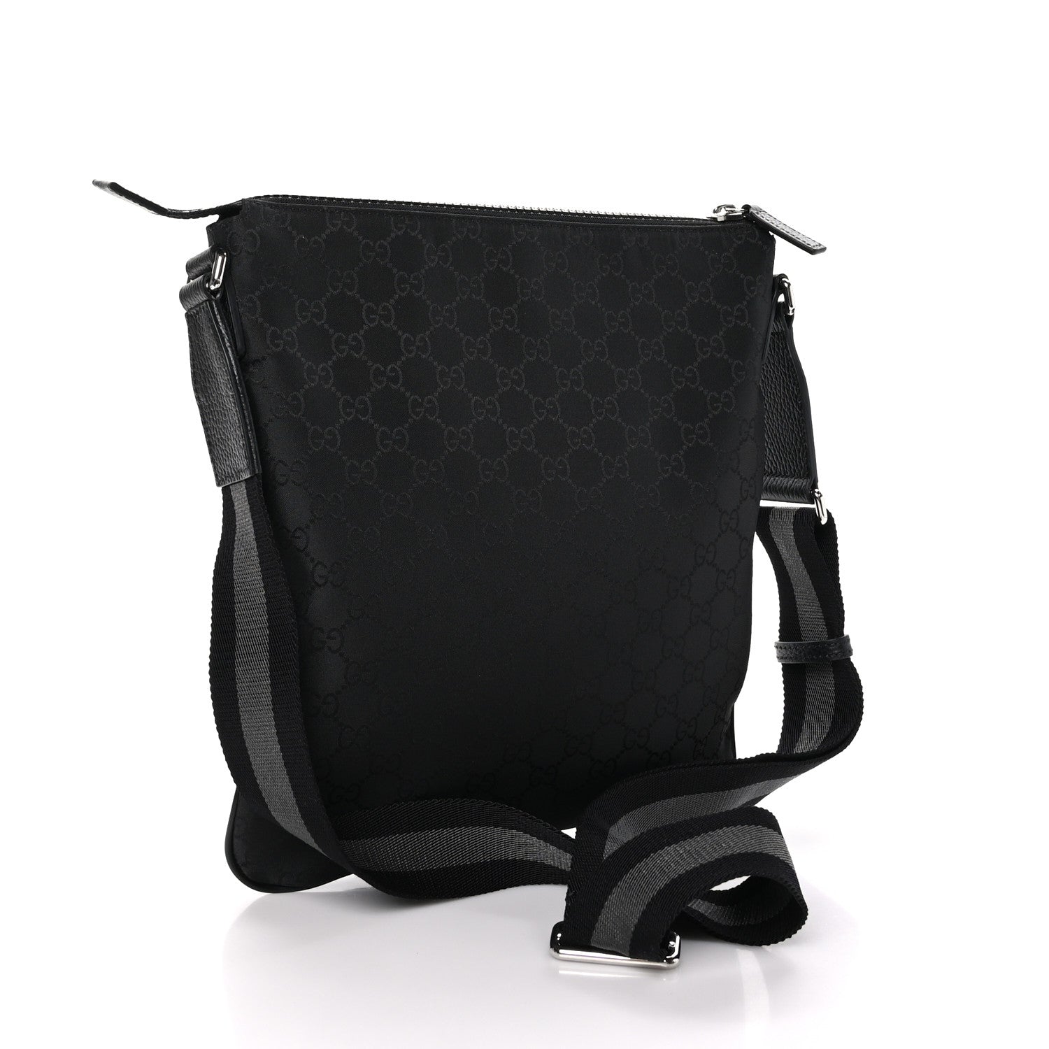 Gucci Nylon Monogram Small Flat Messenger Bag Black 3 of 10