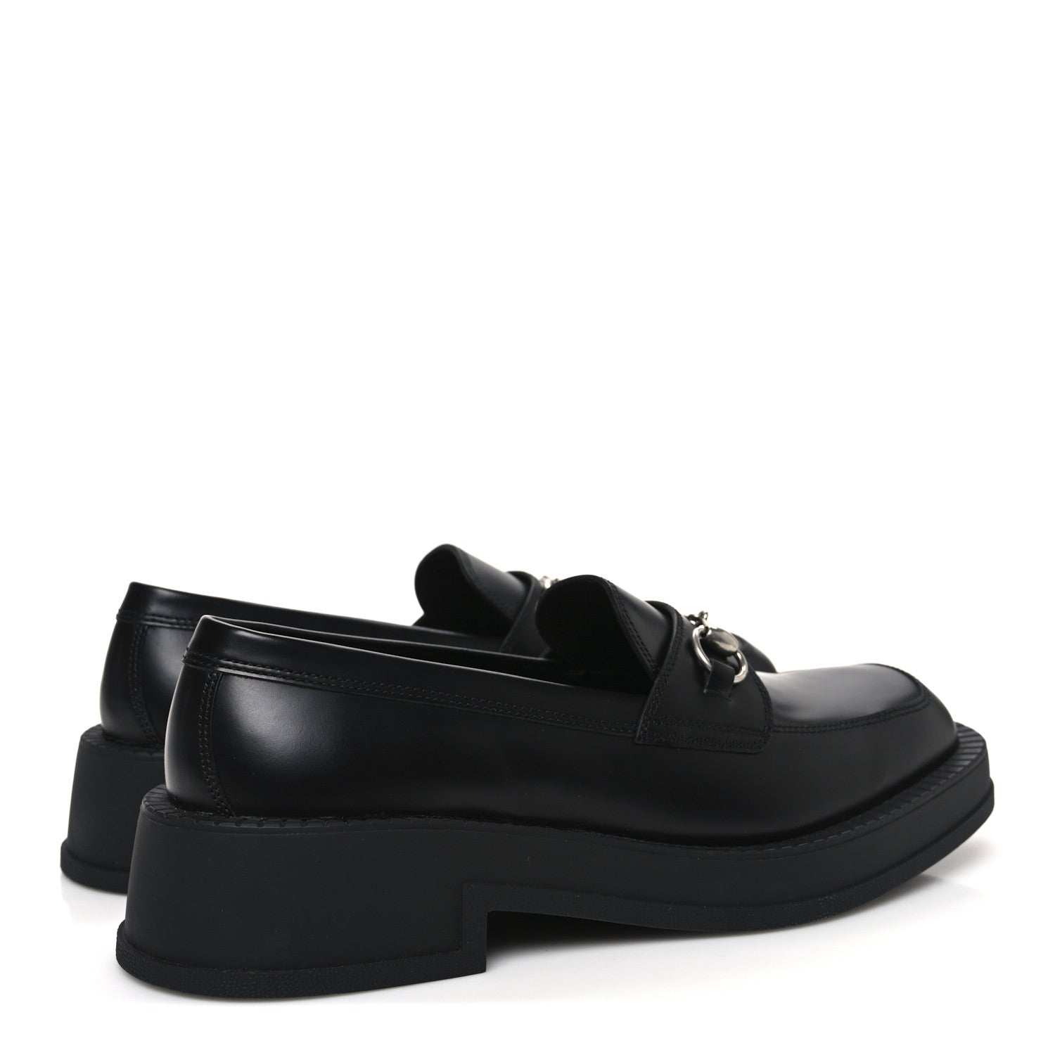 Gucci Calfskin Horsebit Mens Chunky Loafers 10.5 Black 5 of 10
