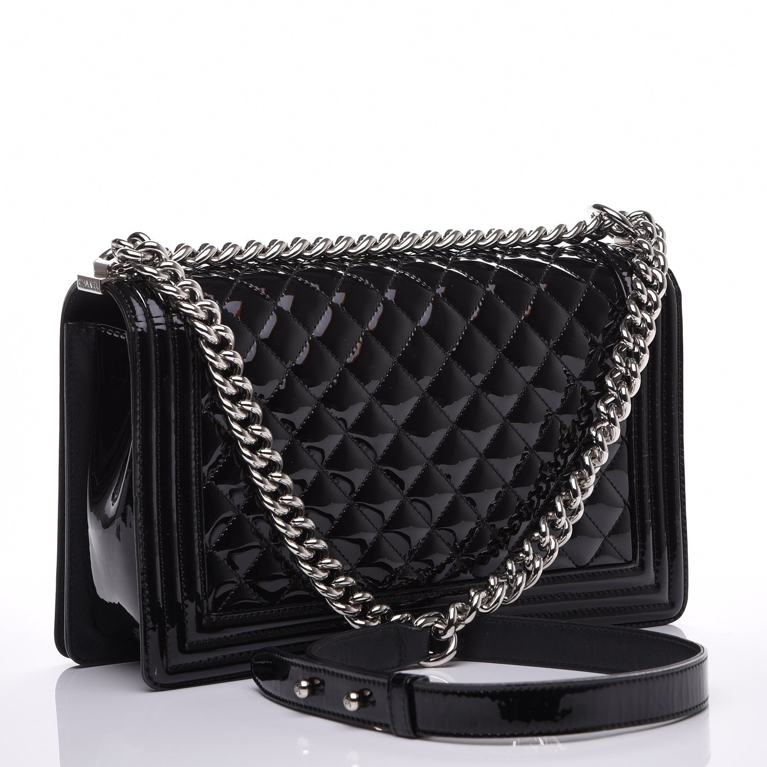 Chanel Patent Calfskin Quilted New Medium Plexiglass Boy Flap Black 3 of 8