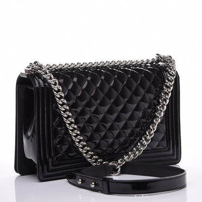 Chanel Patent Calfskin Quilted New Medium Plexiglass Boy Flap Black 3 of 8