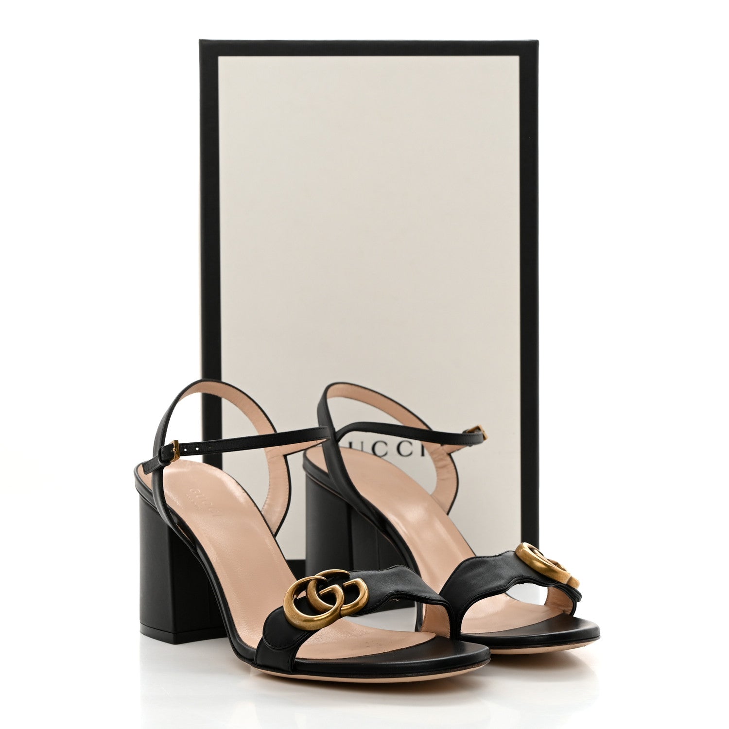 Gucci Lifford Calfskin GG Marmont Ankle Wrap 75mm Sandals 38 Black 9 of 9