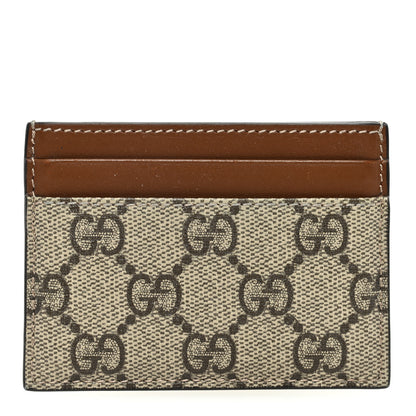Gucci GG Supreme Monogram Calfskin Card Holder Beige Ebony Cuir 1 of 7