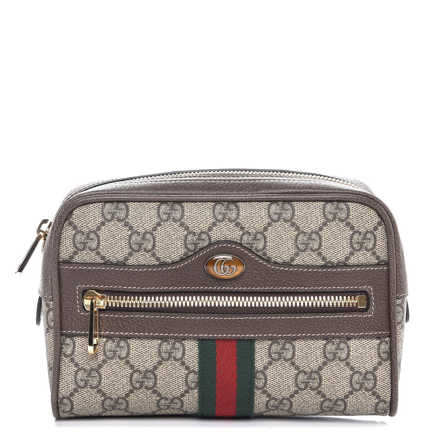 GG Supreme Monogram Web Small Ophidia Belt Bag 85 34 Dark Brown