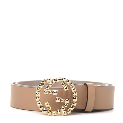 Gucci Calfskin Studded Interlocking G Belt 80 32 Brown 1 of 5
