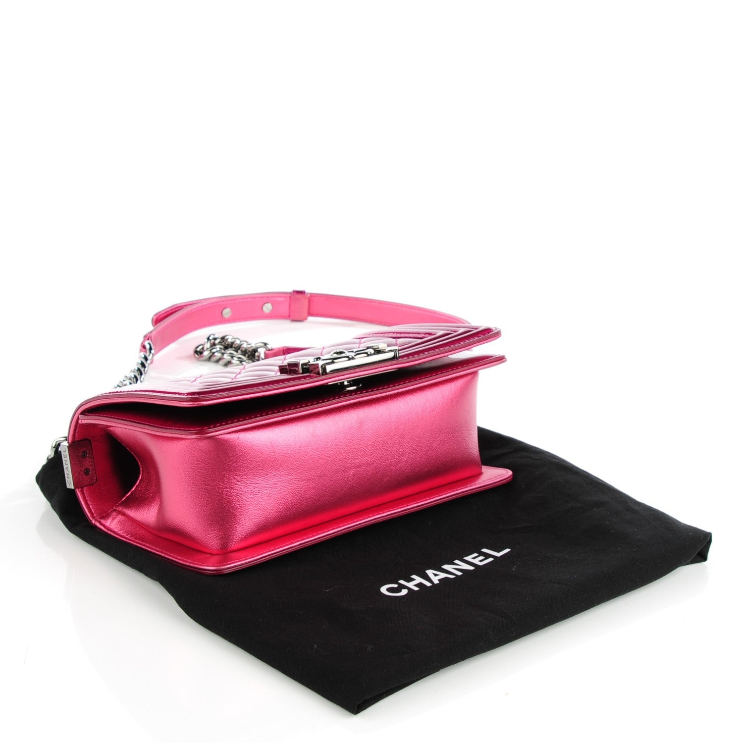 Chanel Metallic Patent Calfskin Quilted Small Boy Flap Pink 3 of 7