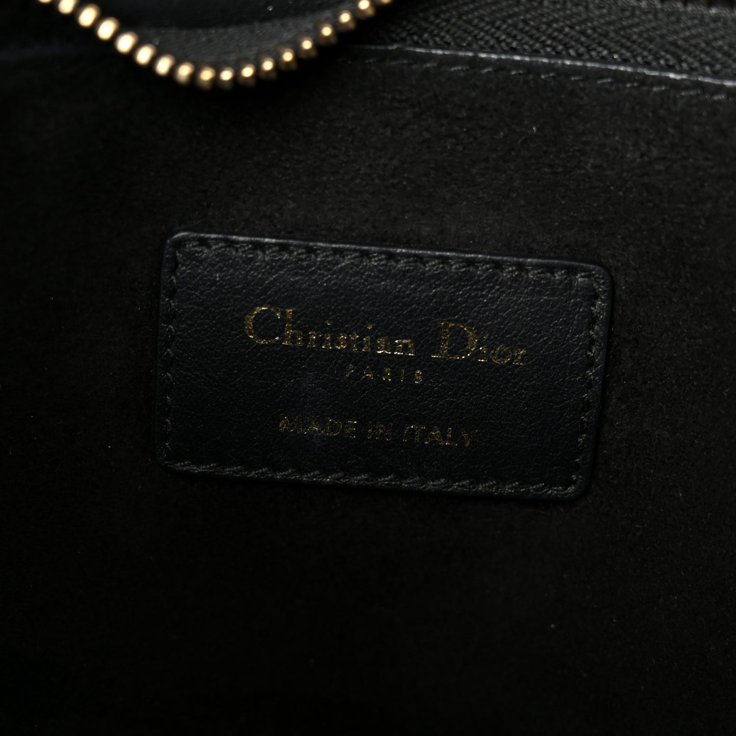 Calfskin Medium Diordouble Zip Pouch Black