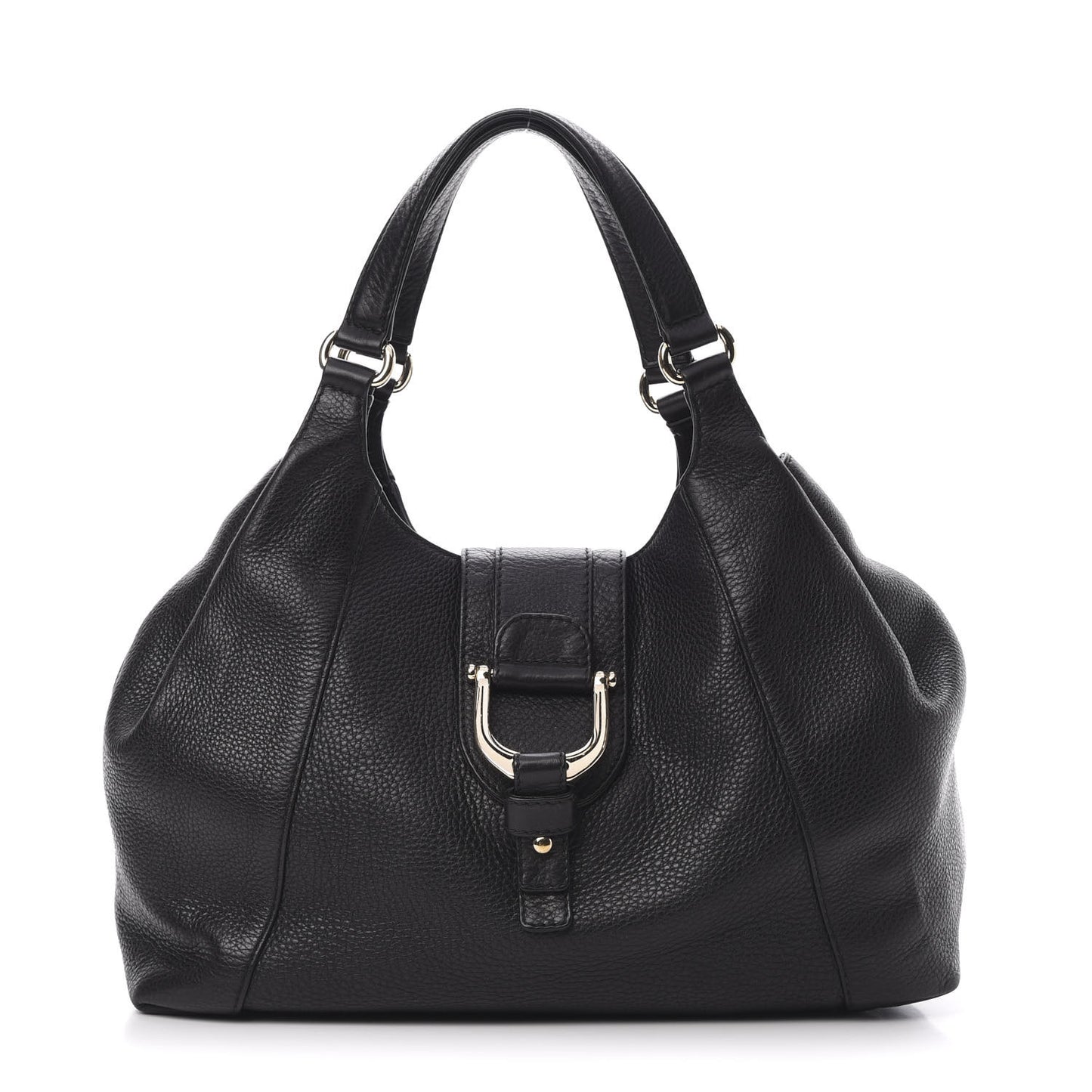 Pebbled Calfskin Medium Greenwich Shoulder Bag Black