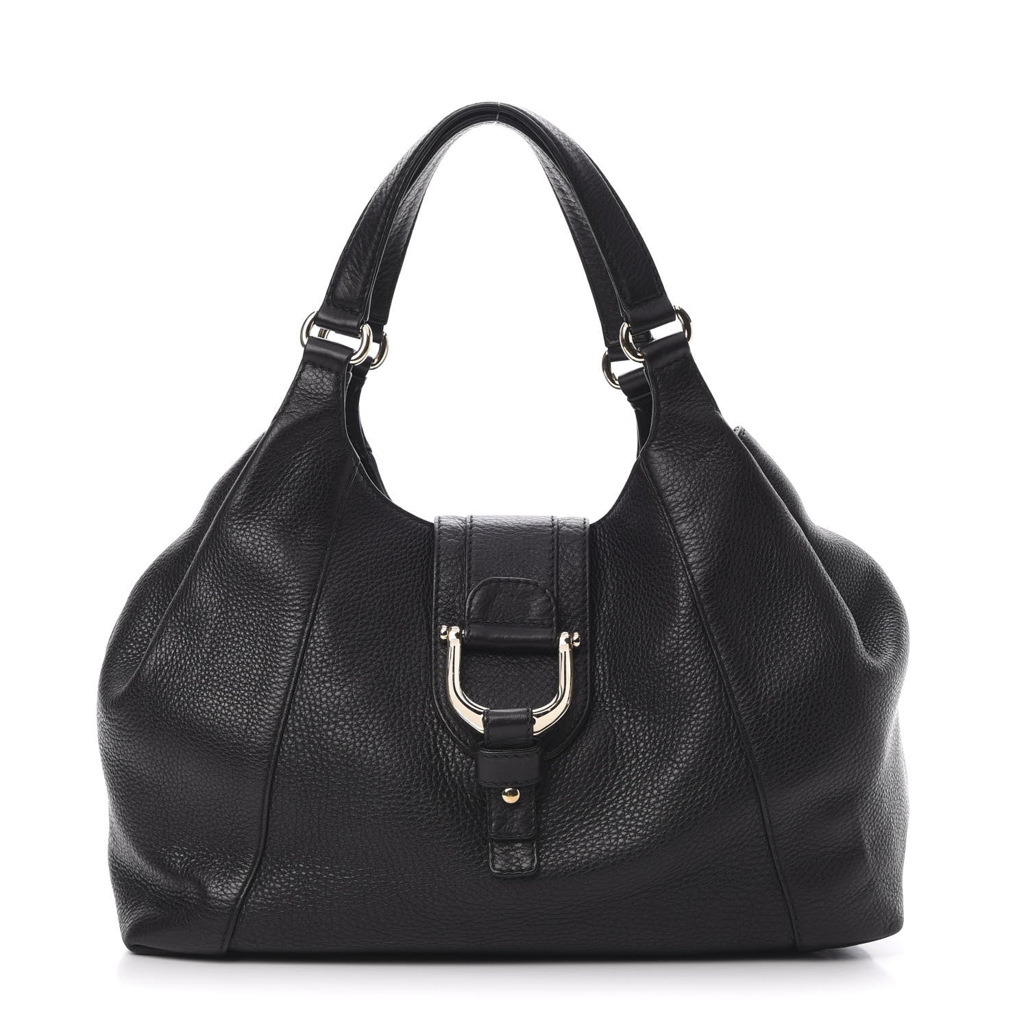 Gucci Pebbled Calfskin Medium Greenwich Shoulder Bag Black 1 of 12