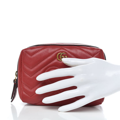 Gucci Calfskin Matelasse GG Marmont Cosmetic Case Hibiscus Red 2 of 9