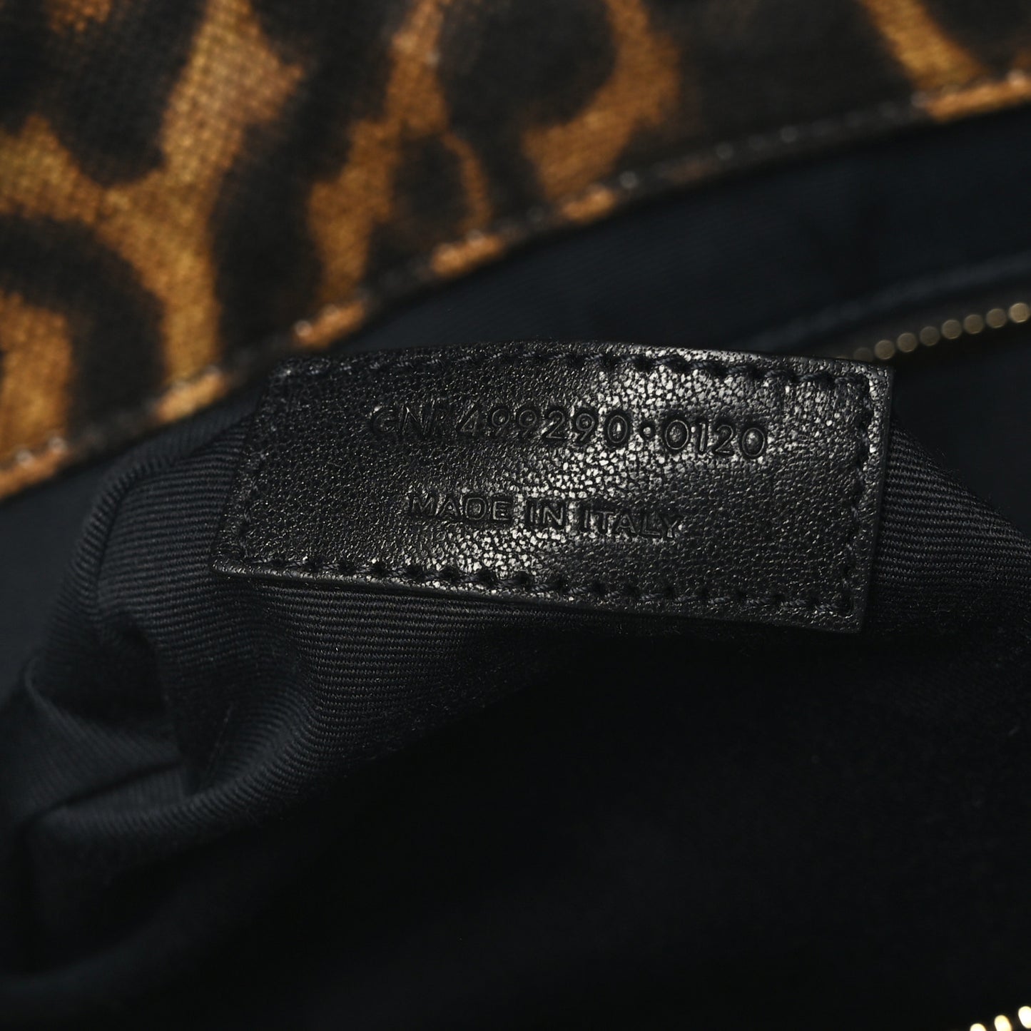 Canvas Calfskin Leopard Print Rive Gauche Noe Tote Natural Black