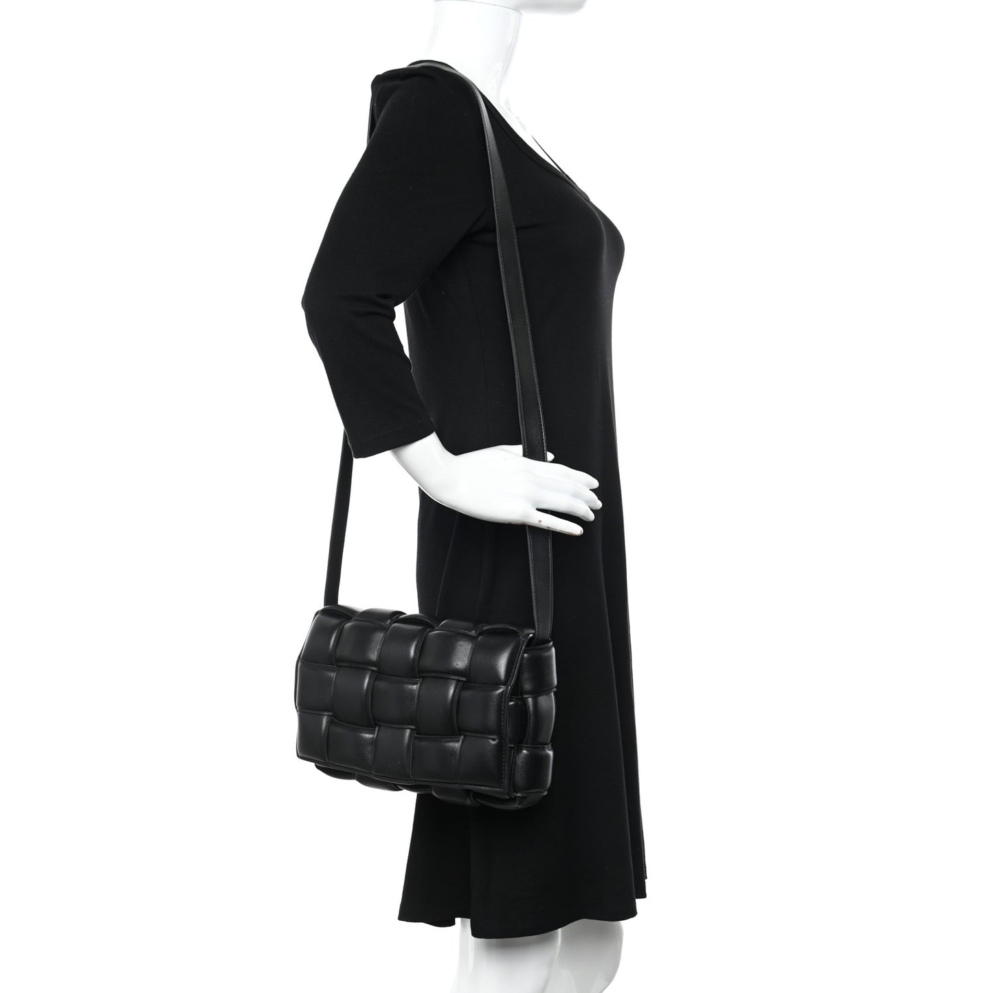 Nappa Maxi Intreccio Padded Cassette Crossbody Bag Black