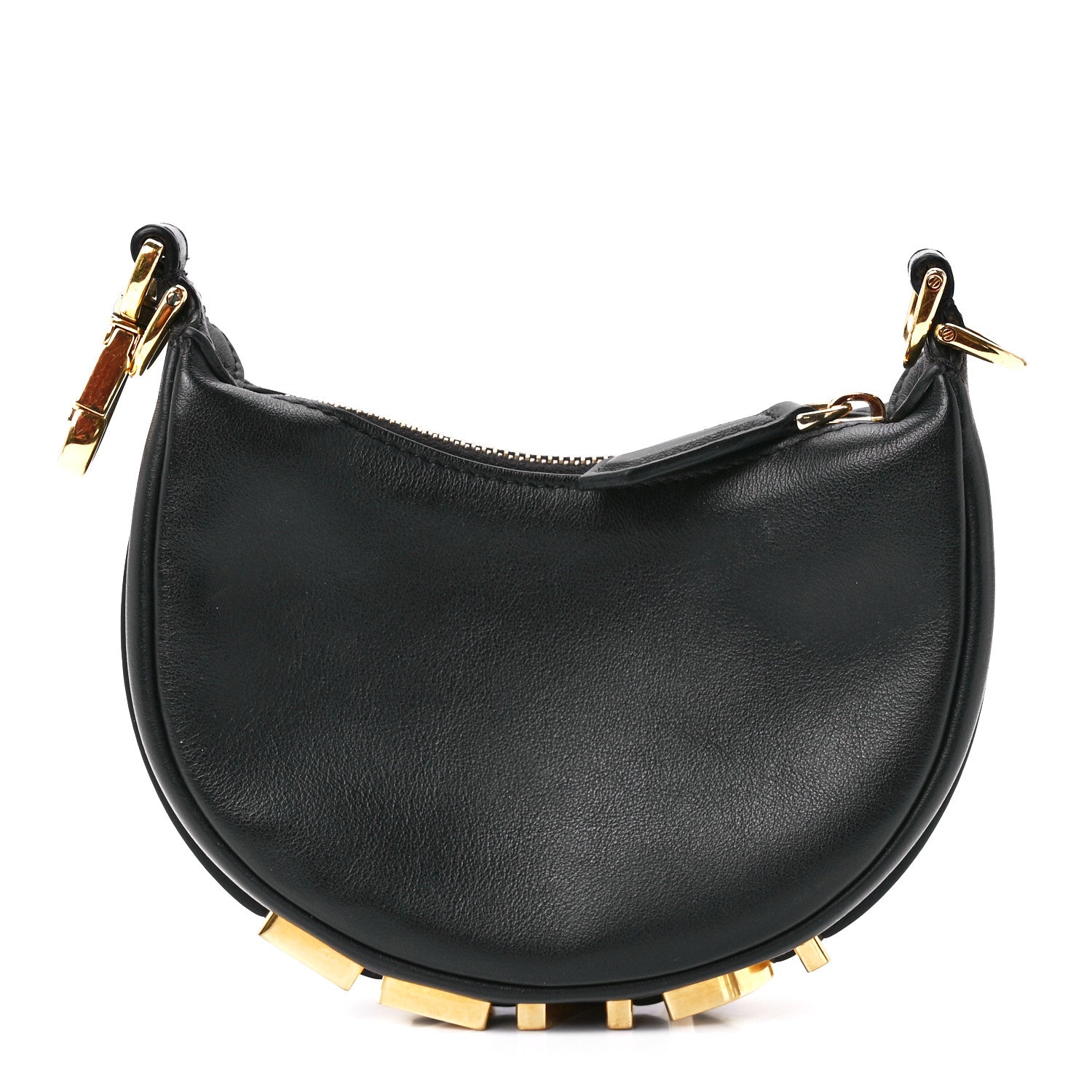 Fendi Vitello Grace Matte Nano Fendigraphy Hobo Charm Black 1 of 12