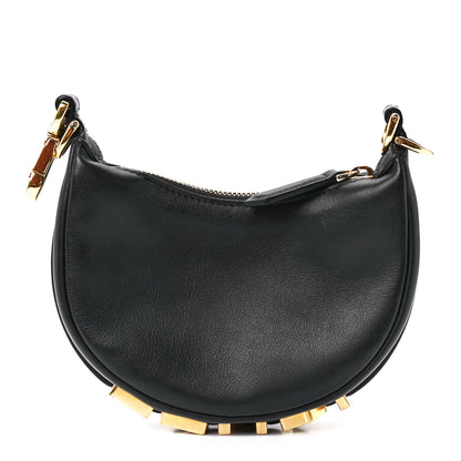 Fendi Vitello Grace Matte Nano Fendigraphy Hobo Charm Black 1 of 12