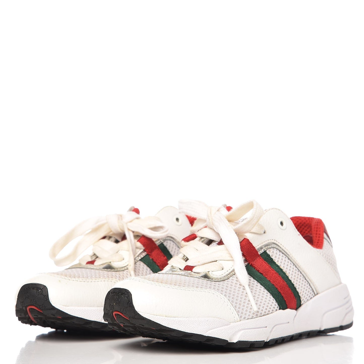 Calfskin Air Mesh Web Sneakers 36 White