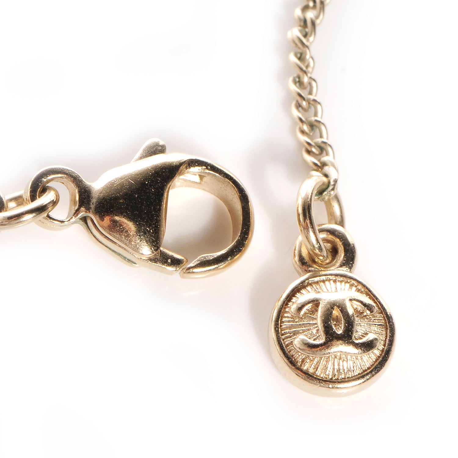 Chanel Pearl Crystal CC Pendant Necklace Gold 4 of 6