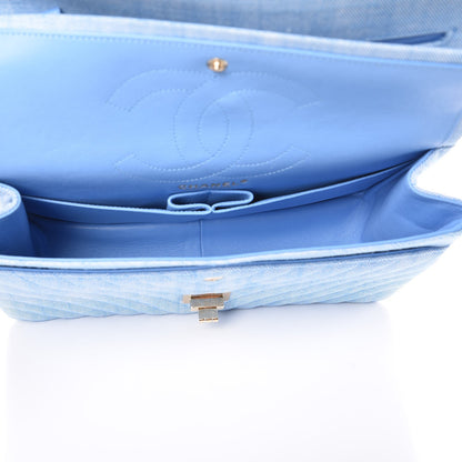 Chanel Denim Chevron Quilted 2.55 Reissue 226 Flap Light Blue 6 of 8