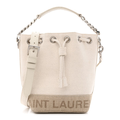 Saint Laurent Canvas Mini Chevron Bucket Bag Grigio 1 of 11