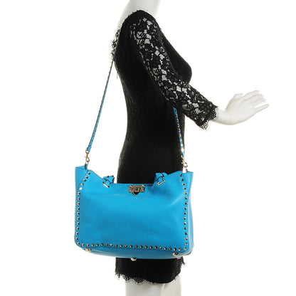 Valentino Garavani Pebbled Calfskin Medium Rockstud Tote Parrot 2 of 8