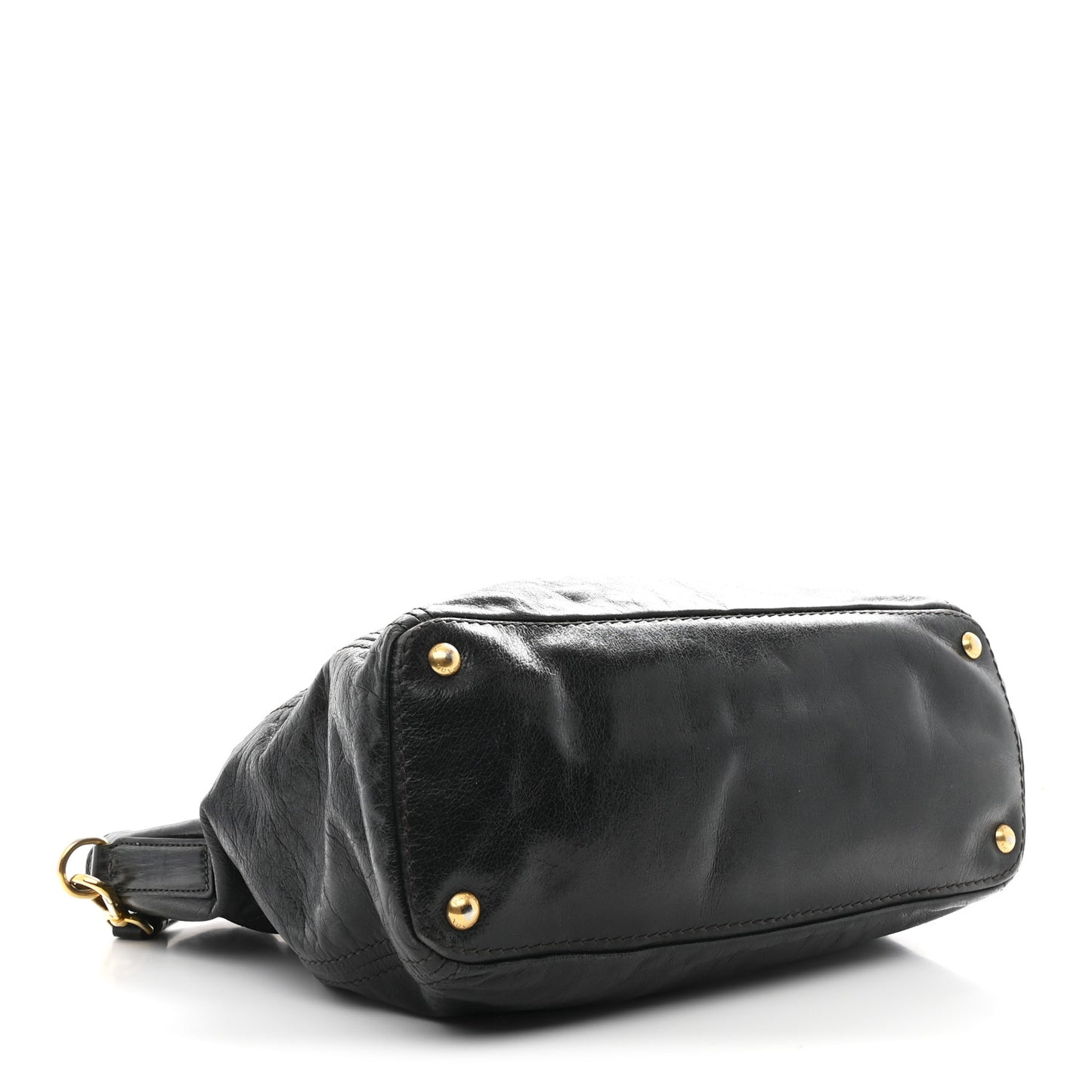 Vitello Shine Shopping Satchel Dark Green