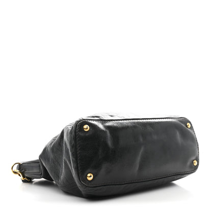 Prada Vitello Shine Shopping Satchel Dark Green 4 of 13
