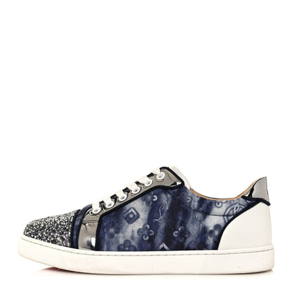 Christian Louboutin Calfskin Cotton Vieira Strass Womens Orlato Flat Sneakers 40 Multicolor 1 of 9