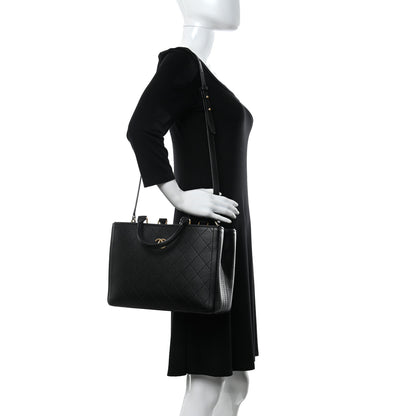 Chanel Bullskin Stitched Bi-Color Medium Shopping Tote Black 3 of 13