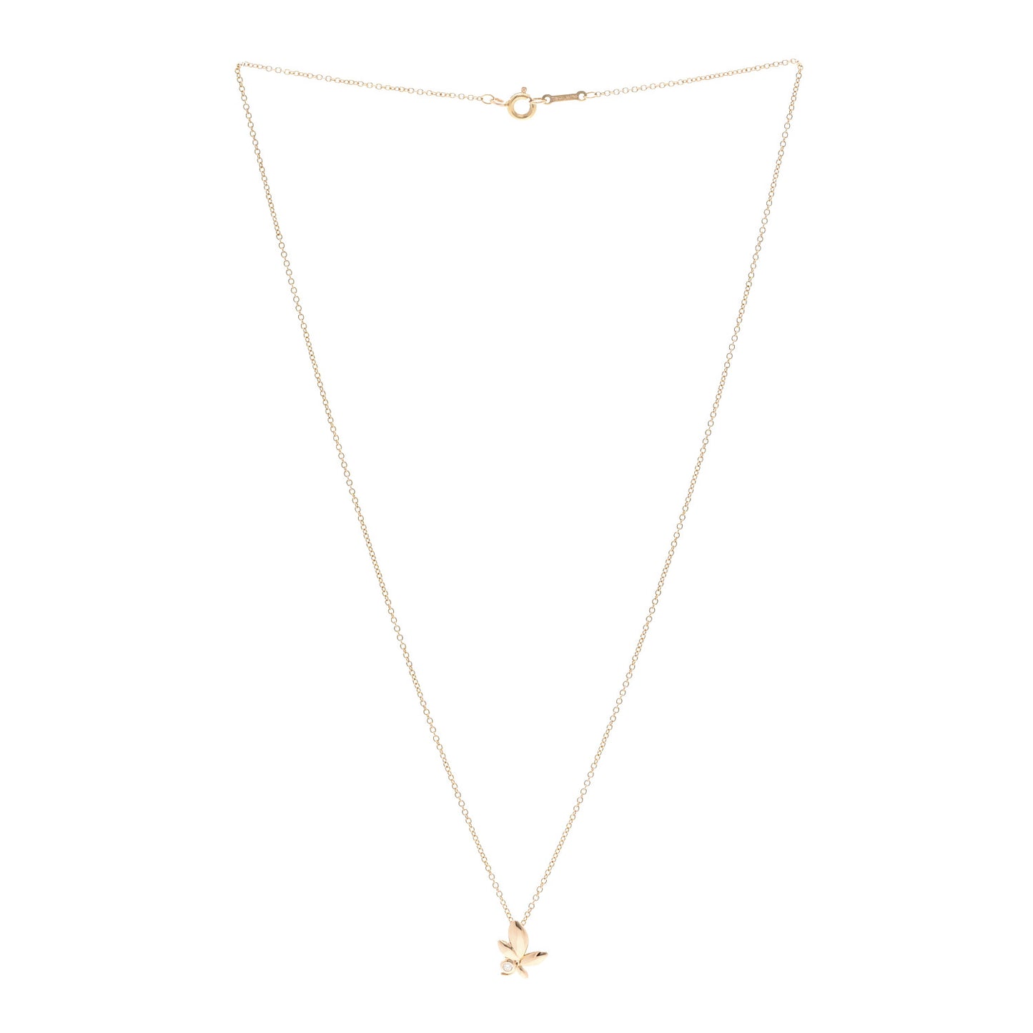 18K Rose Gold Diamond Paloma Picasso Olive Leaf Pendant Necklace