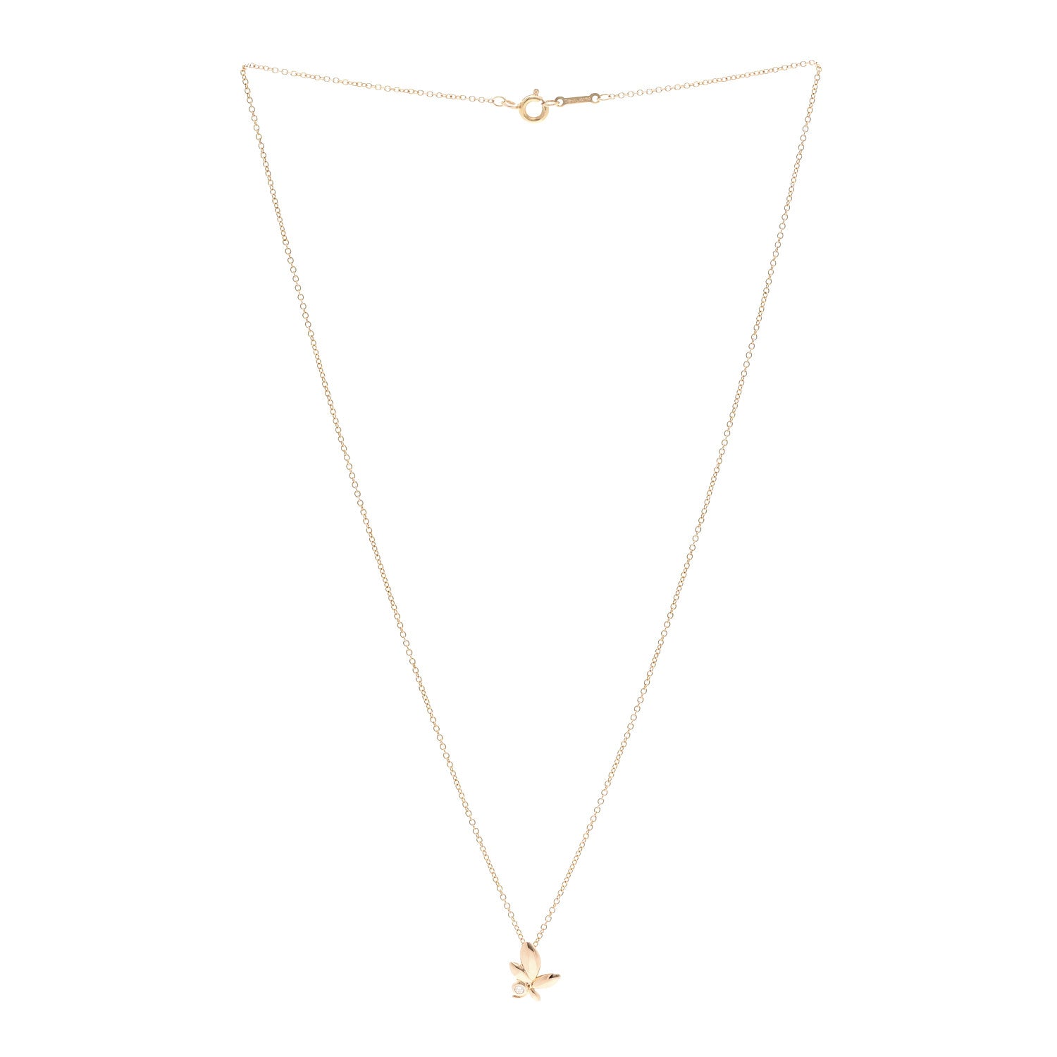 Tiffany 18K Rose Gold Diamond Paloma Picasso Olive Leaf Pendant Necklace 3 of 5