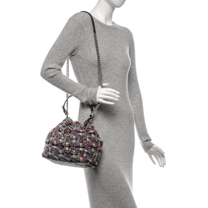 Chanel Tweed Lambskin Medium CC Chain Drawstring Tote Multicolor 2 of 8