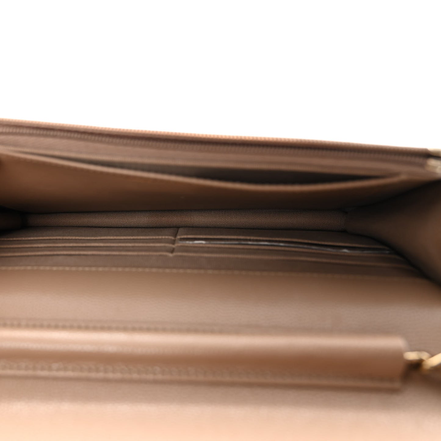 Caviar Quilted Wallet on Chain WOC Dark Beige
