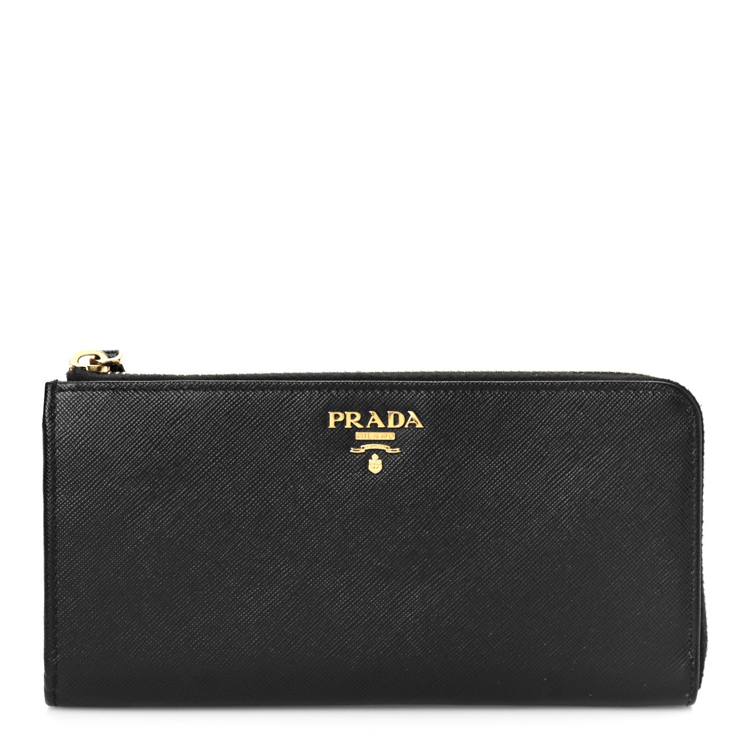 Prada Saffiano Zip Around Wallet Black 1 of 9