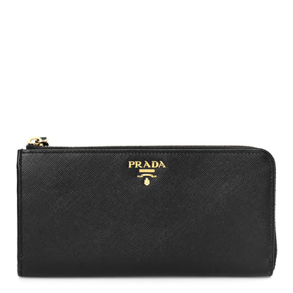 Prada Saffiano Zip Around Wallet Black 1 of 9
