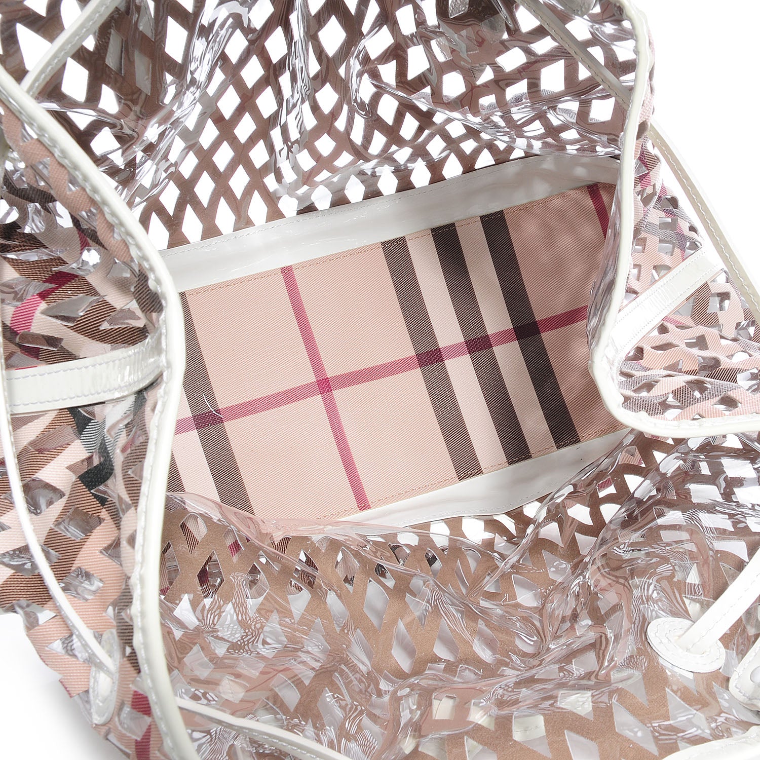 Burberry Supernova Check Net Drawstring Bag White 5 of 7