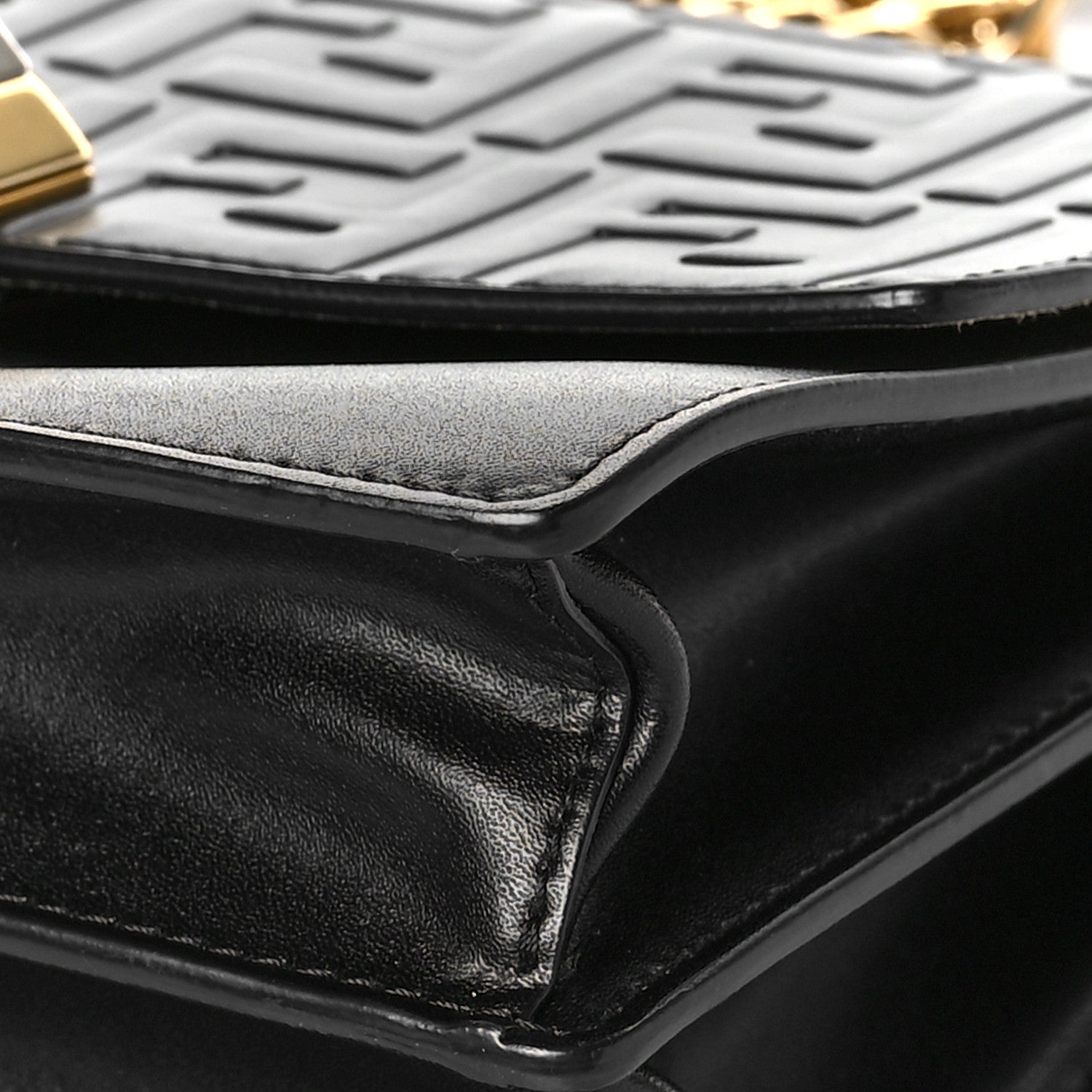 Fendi Vitello Liberty FF 1974 Embossed Small Kan I Shoulder Bag Black 7 of 7