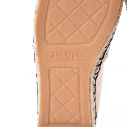 Chanel Fabric Biarritz CC Espadrilles 37 Beige Black 8 of 11