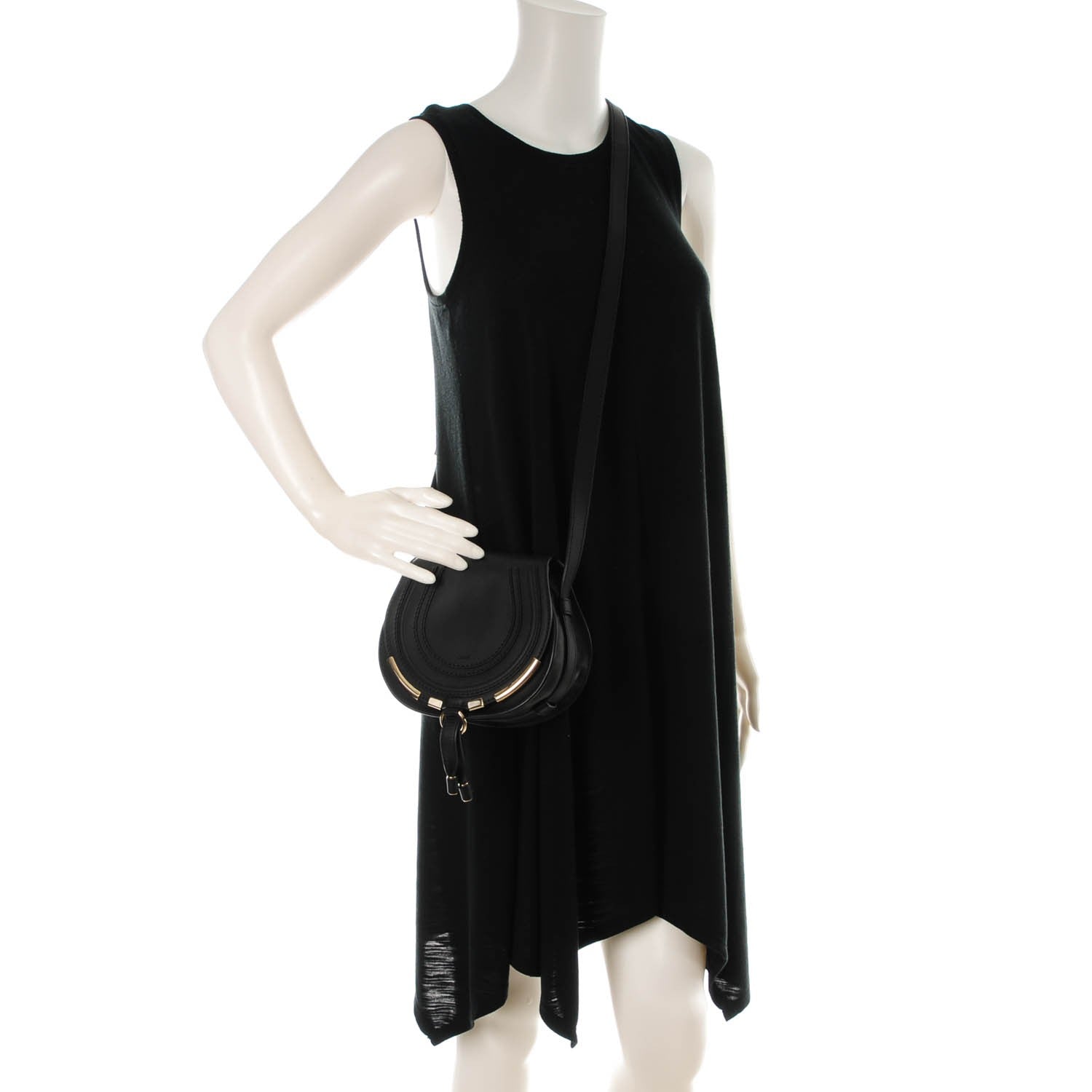 Chloe Calfskin Mini Marcie Metal Bar Trim Crossbody Bag Black 2 of 7