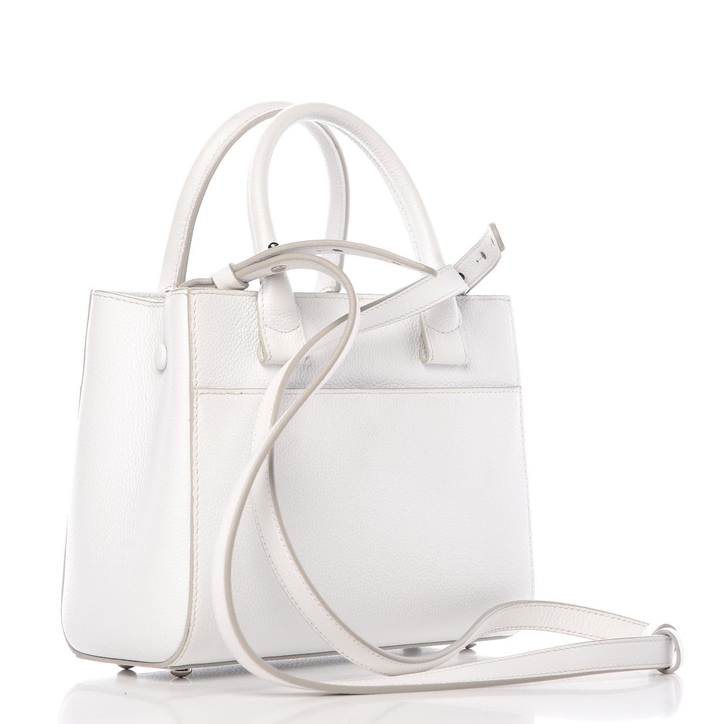 Grained Calfskin Mini Neo Executive Shopper Tote White