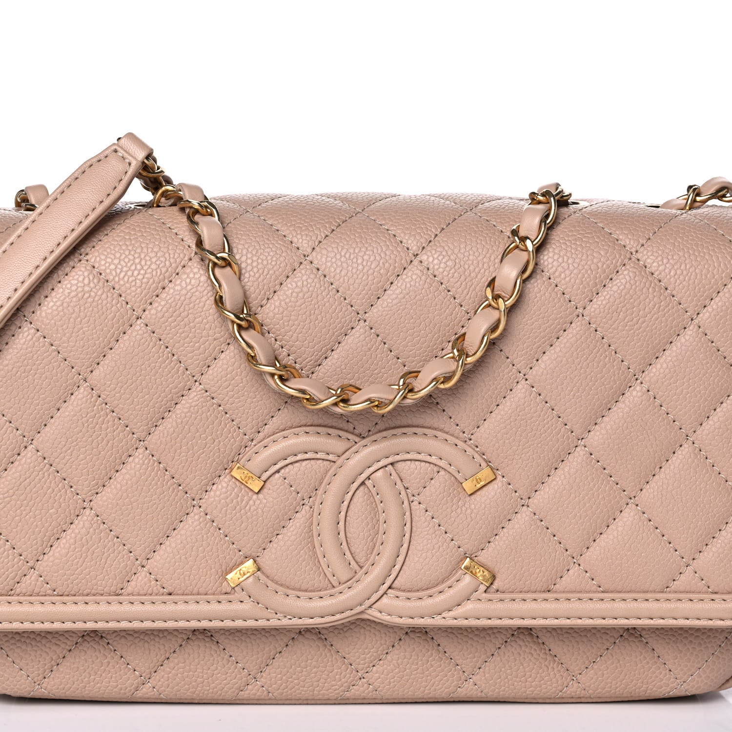 Chanel Caviar Quilted Medium CC Filigree Flap Beige 8 of 11