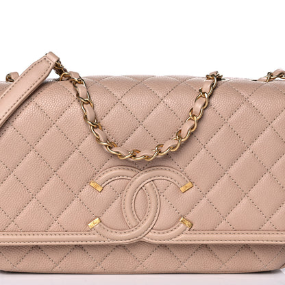 Chanel Caviar Quilted Medium CC Filigree Flap Beige 8 of 11