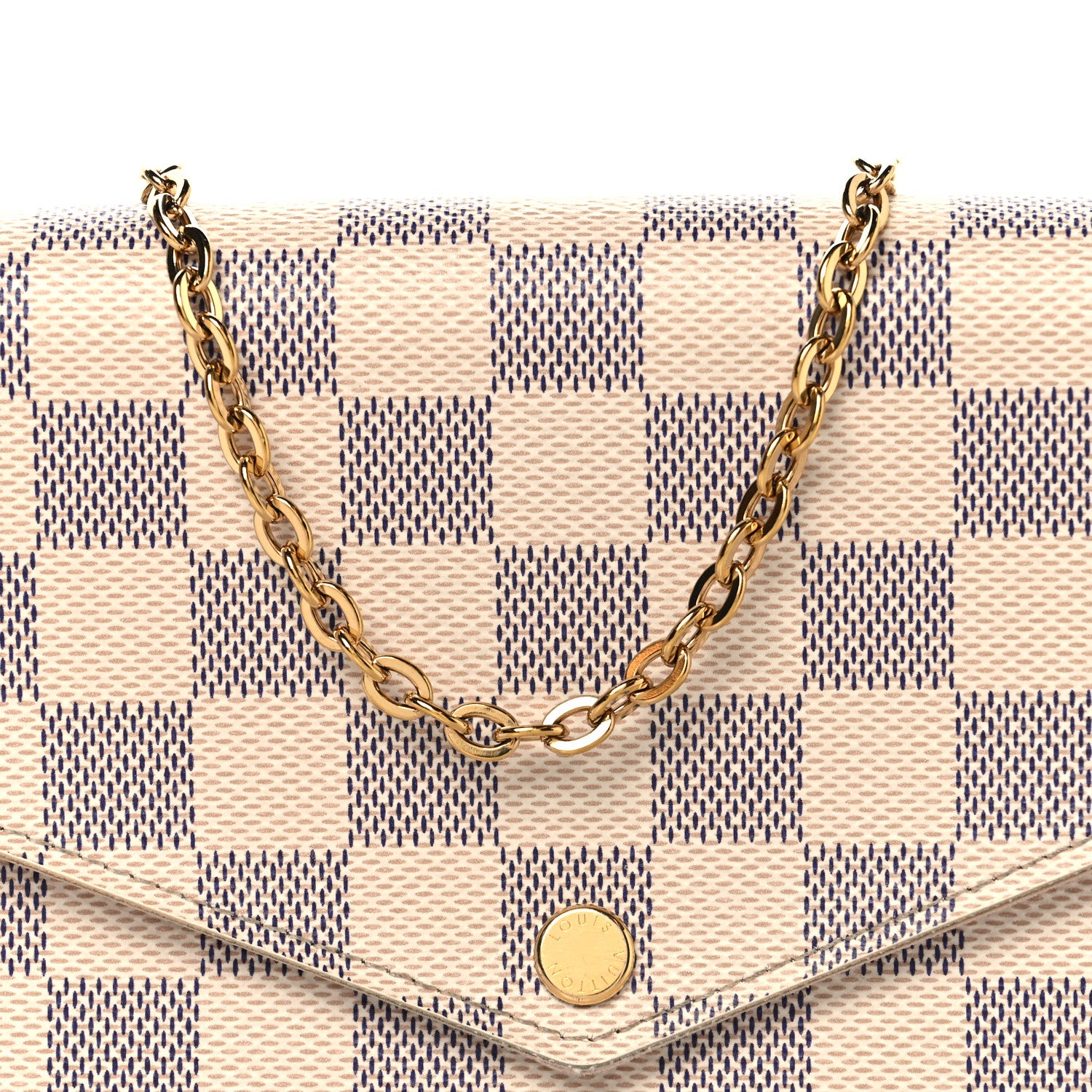 Louis Vuitton Damier Azur Pochette Felicie Chain Wallet Rose Ballerine 8 of 11