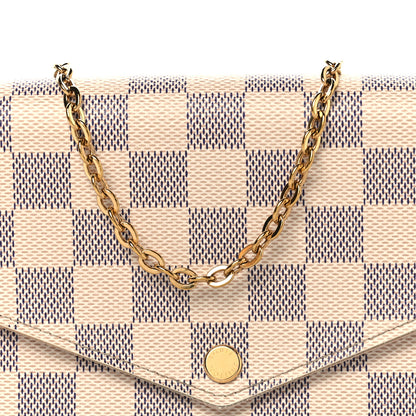 Louis Vuitton Damier Azur Pochette Felicie Chain Wallet Rose Ballerine 8 of 11