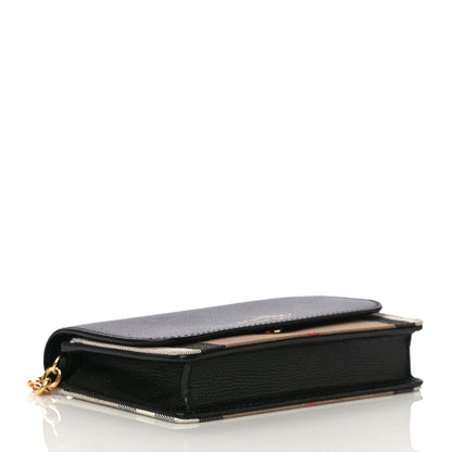 Burberry Derby Calfskin House Check Wallet On Chain Black 4 of 15